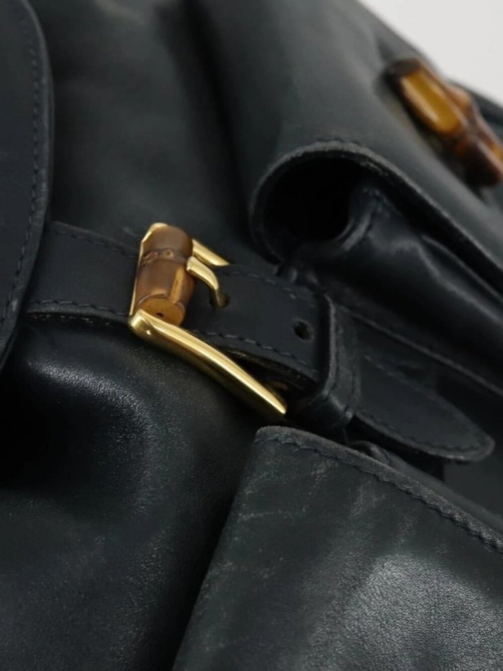 GUCCI Bamboo Backpack Leather Black Gold 003 2058 0016 Auth 156418 - Picture 14 of 16